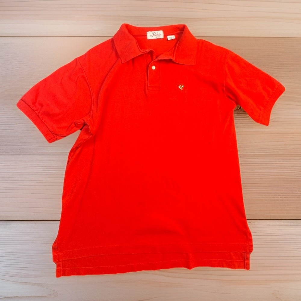 Vintage Peabody Memphis Ducks Polo Shirt Red USA Made‎ Embroidered Logo Medium